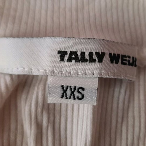 Tally Weill women's white shirt with black geometric designs, size XXS, new