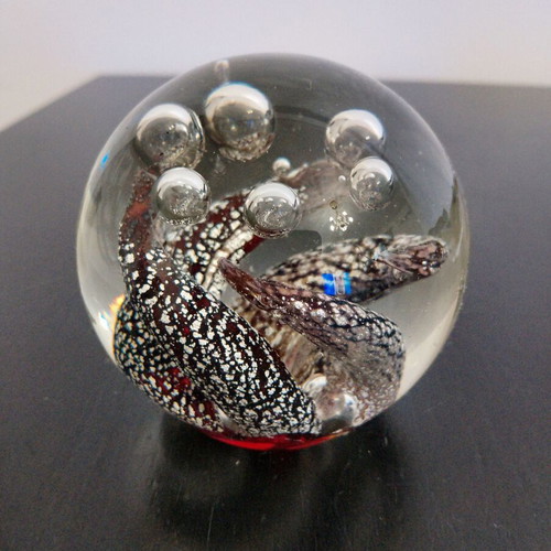 Set of three decorative glass paperweights