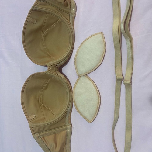 Luna strapless beige bra like new, 75C with removable straps