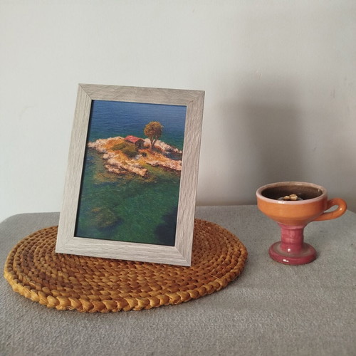 Small Greek Summer Art Print, Turquoise Sea & Ionian Island 13x18