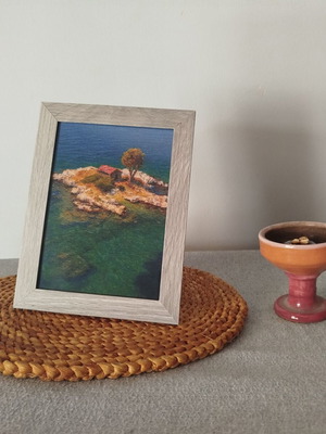 Small Greek Summer Art Print, Turquoise Sea & Ionian Island 13x18