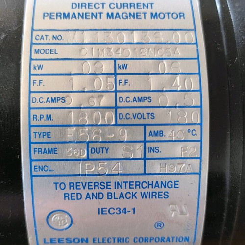 Leeson 180VDC motor with RMI 28 FL angle reducer like new