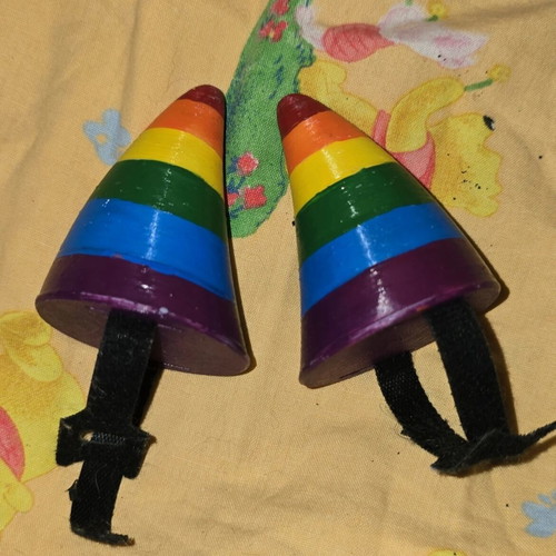 3D Printed Rainbow Headphone Horns used