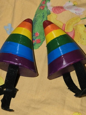 3D Printed Rainbow Headphone Horns used