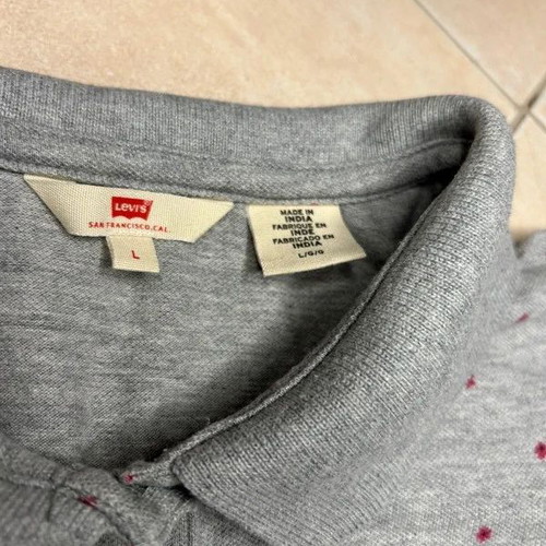 Levi's polo shirt women's gray large used with dots and collar