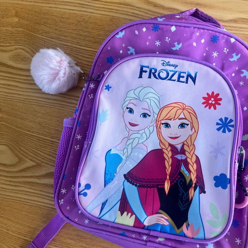 Disney Frozen backpack used with fur keychain, purple multicolor