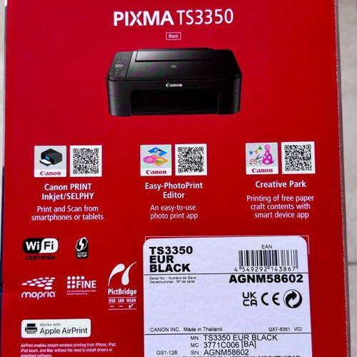 Canon PIXMA TS3350 printer new with WiFi and inks