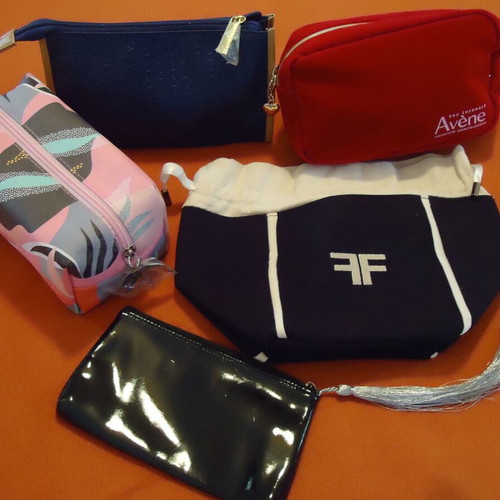 Toiletry bags set of 5 new, velvet, fabric, waterproof