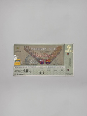 Panionios Barcelona UEFA Cup 2003 ticket used (uncut)