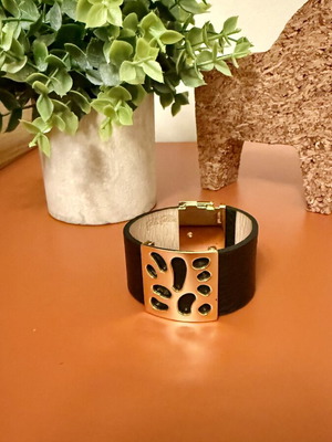 Folli Follie black cuff bracelet like new with gold detail