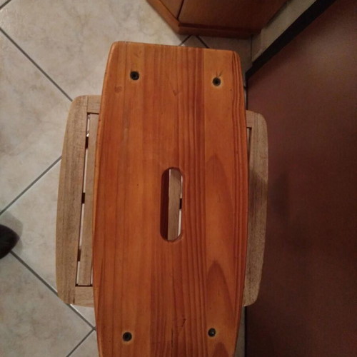 Wooden kitchen stool used, brown Ordex