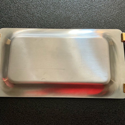 Tray with 12 unused 18/8 stainless steel Amefa dessert spoons like new