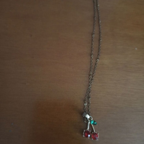 Jewelry set used with necklace and two rings with cherries and strawberry