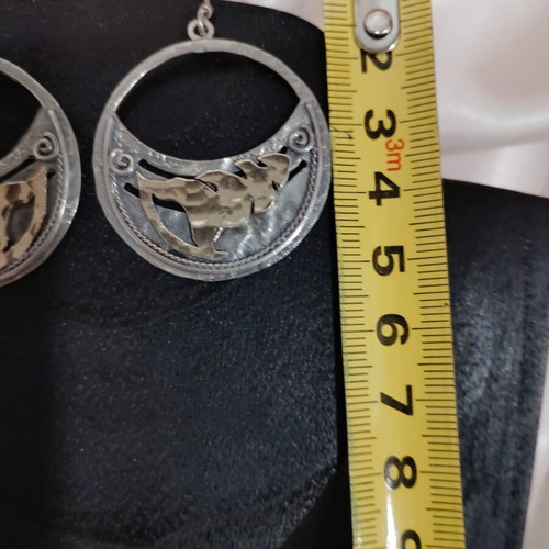 Handmade 925 Silver Earrings with 14k Gold Leaf, like new