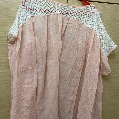 Blouse XL new, pink with lace and embroidery