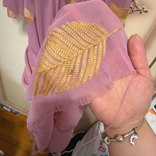 Be You purple dress with gold embroidery and tassel belt, like new, size L