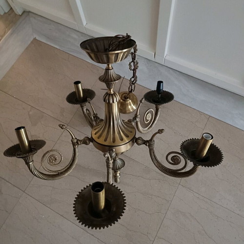 Solid brass 5-light neoclassical chandelier like new