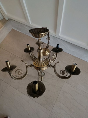 Solid brass 5-light neoclassical chandelier like new