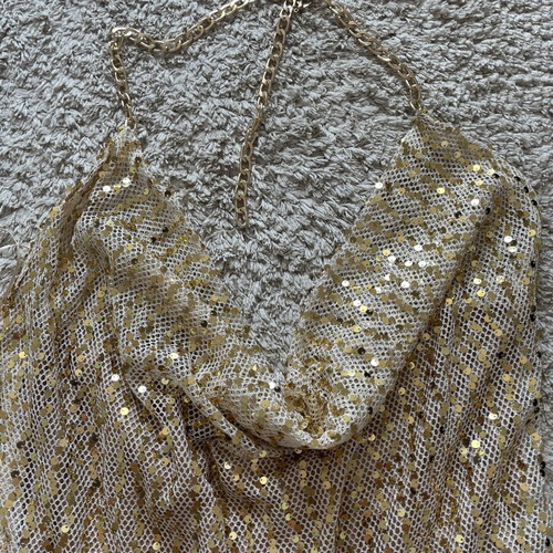 Vassia Kostara Mini Dress M Like New Gold Draped Neck Chain