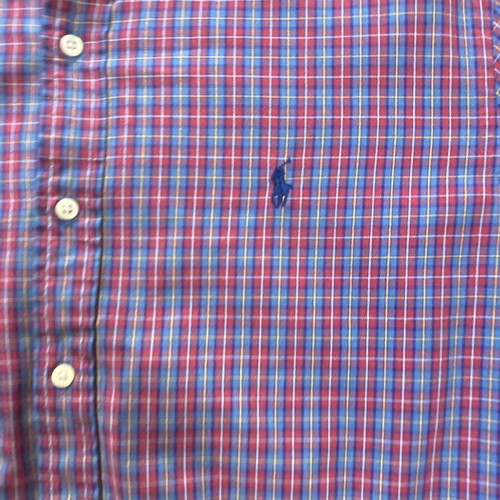 Ralph Lauren Oxford long sleeve shirt XL, red green checked, navy pony