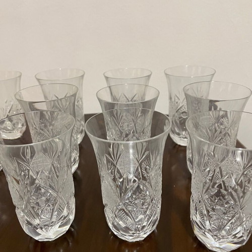 Crystal whiskey glasses set of 6 vintage new 9.5x6 cm