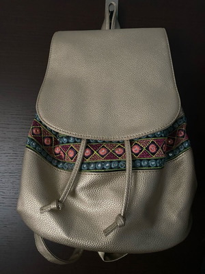 Backpack gold ethnic style new unused