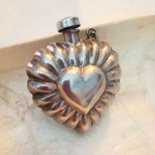 Silver 925 perfume bottle used, double-sided with black onyx, vintage