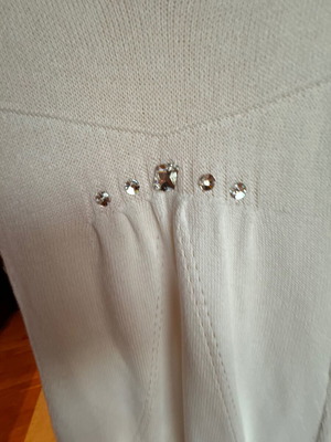 Λευκό πλεκτό μπλουζοφόρεμα με πέτρες Swarovski, one size
