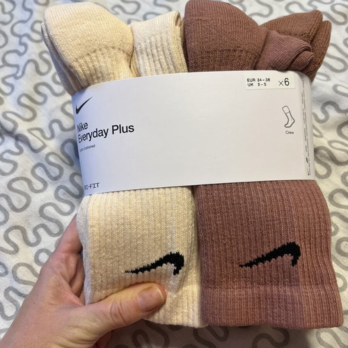 Nike Everyday Plus socks, 6 pairs, beige and brown