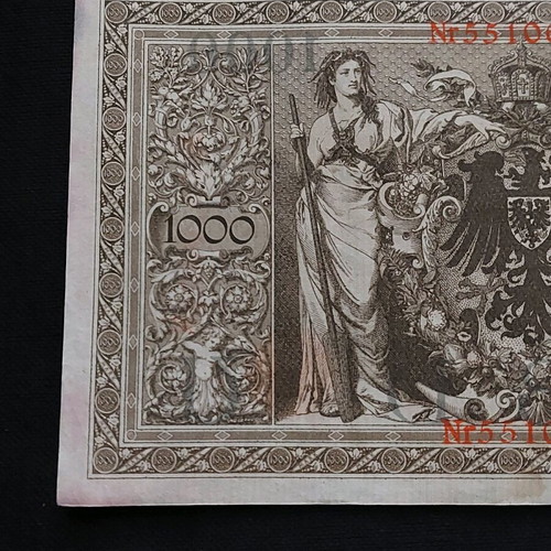 1000 Mark 1910 banknotes used, set of 2 from Germany