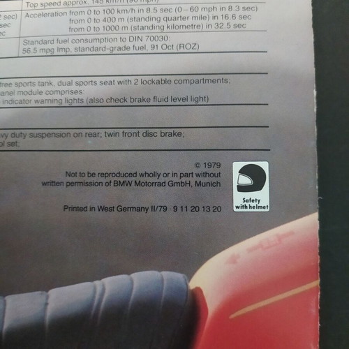 BMW R45/R65 1979 motorcycle advertising brochure used