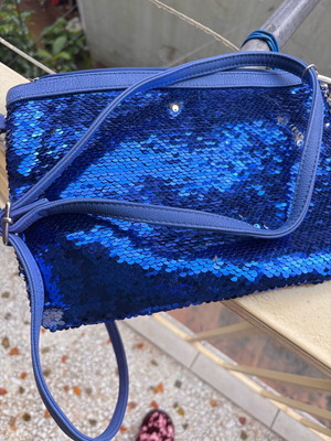 Evening shoulder bag new blue roua with sequins