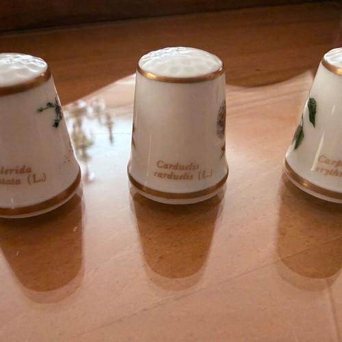 Porcelain thimbles collection with handpainted birds, Greek Collectors Circle