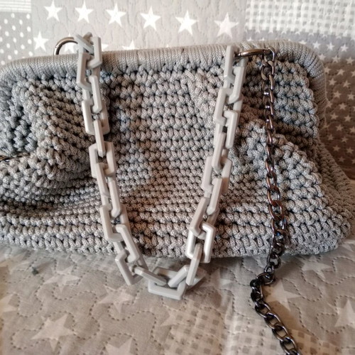 Handmade handbag new, gray with silver details