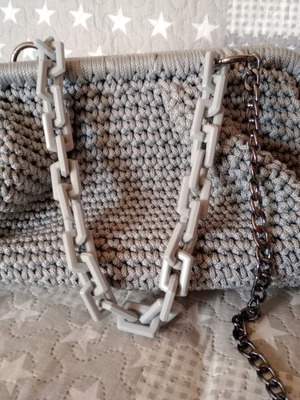 Handmade handbag new, gray with silver details