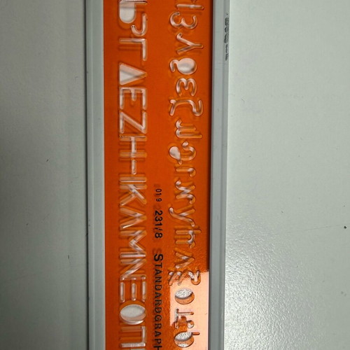 StandardGraph stencil for Greek alphabet and numbers, brand new
