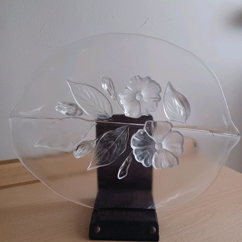 Crystal platter vintage flowers like new