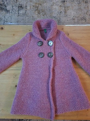 Benetton knitted cardigan coat for girl 3-4 years like new, pink