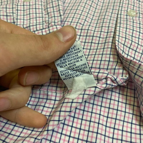 Ralph Lauren Oxford long sleeve shirt, pink white blue checked, size L