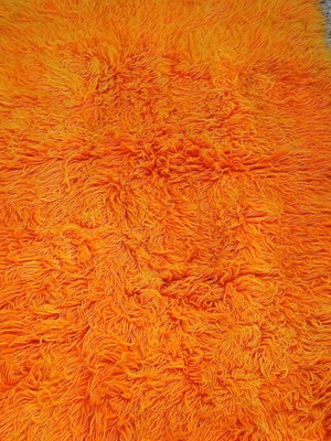 Small orange veletza rug used, 0.80m x 0.70m