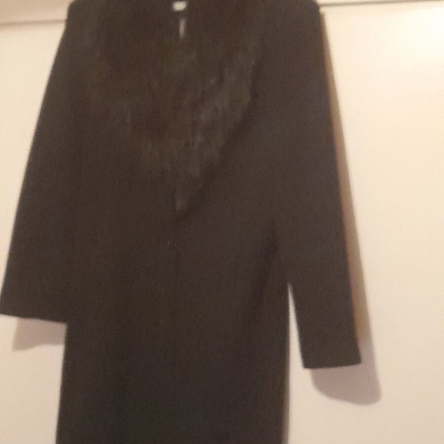 Wool coat Veto with detachable eco fur like new, black XL