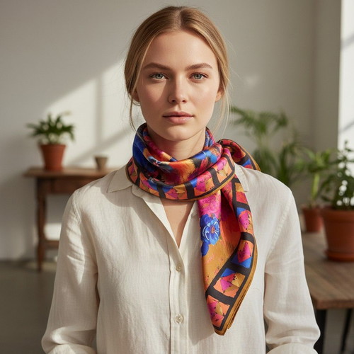 Lanvin Paris Vintage Silk Floral Square Scarf like new