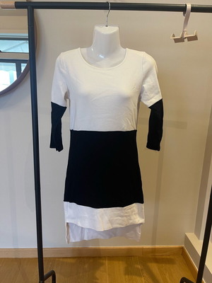 Brigitte boutique asymmetrical blouse dress new, size M, black-white