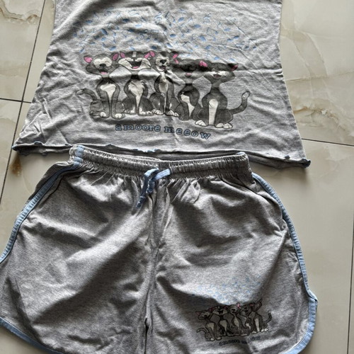 Summer pajama set, grey, size XL