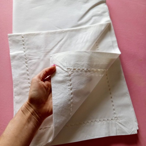 Tablecloth large vintage white with handmade finish 195x255 cm like new