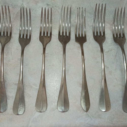 Vintage Alpacca Forks and Spoons Refurbished, Set of 12