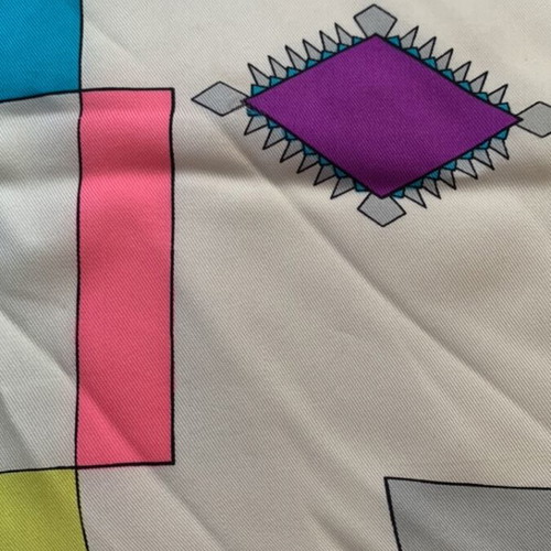 Emilio Pucci vintage silk scarf used, unique design 65x65 cm