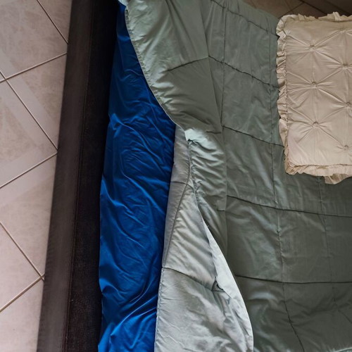 Leather bed with storage, handmade, with memory mattress