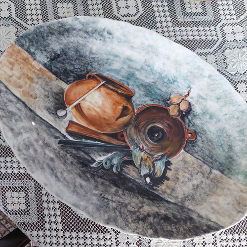 Large handmade ceramic wall platter 47 cm, M. Limperatou