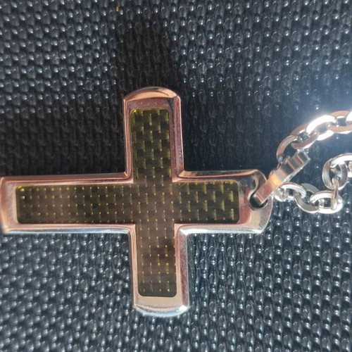 Visetti men's cross necklace stainless steel with chain